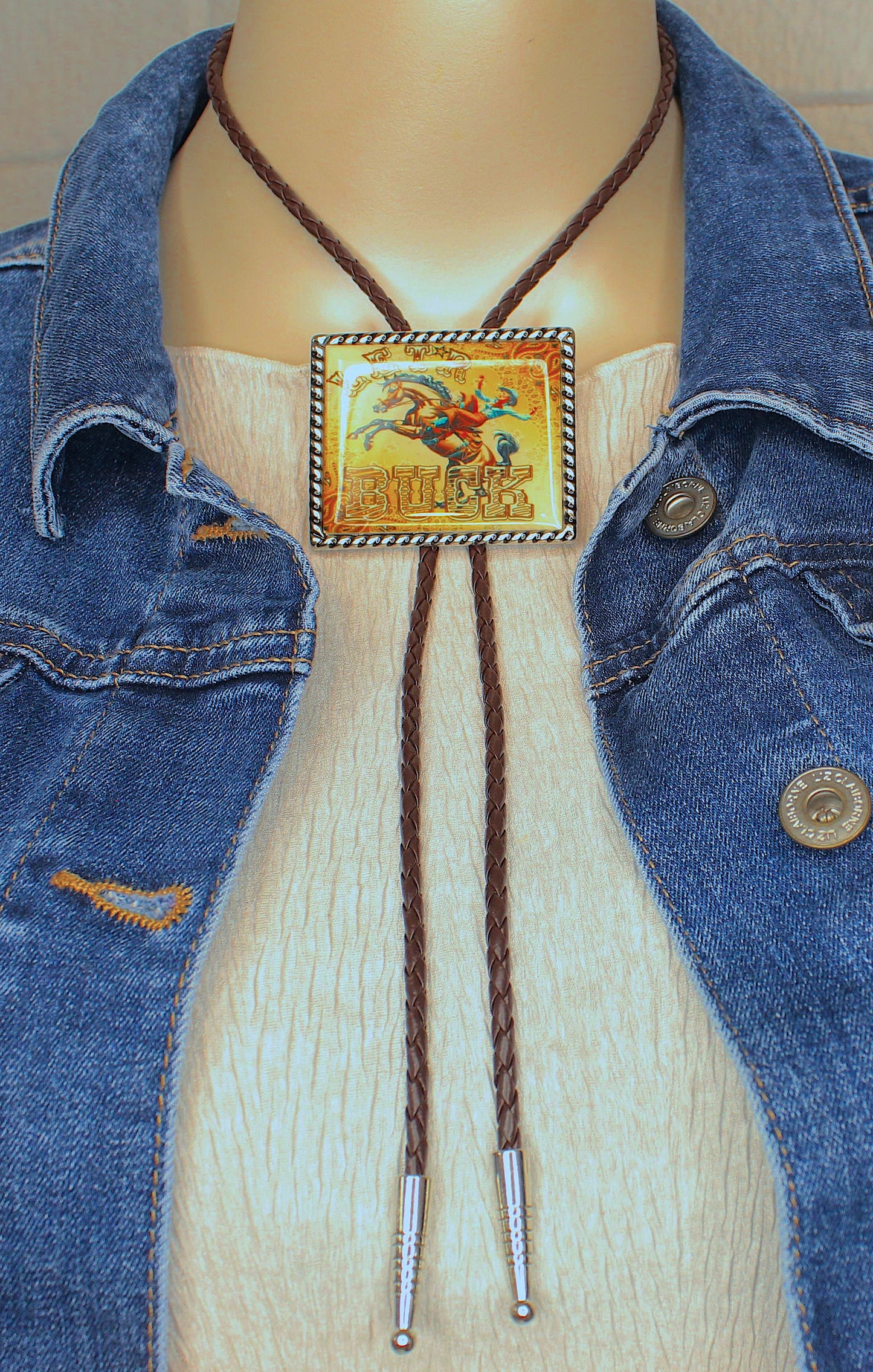 49mm x 59mm Rodeo Legend Bolo Tie, made in USA, each