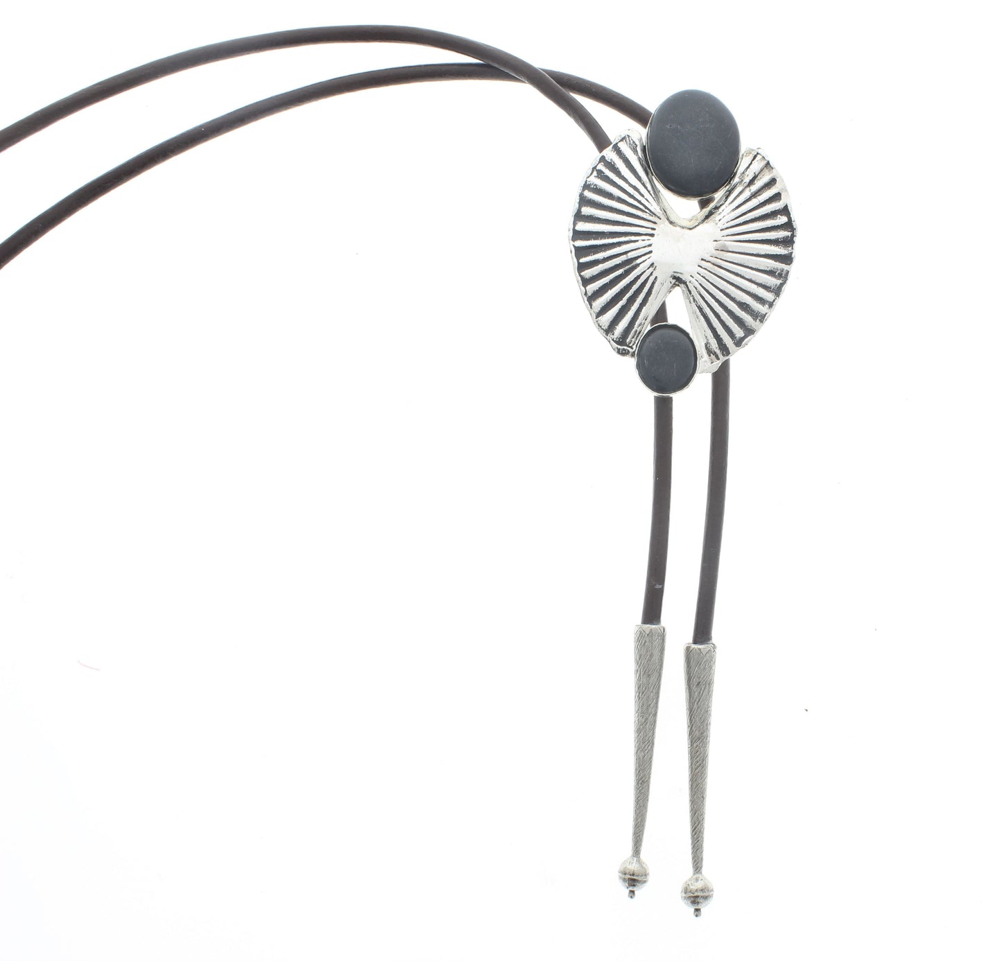 Black Turquoise Southwestern style bolo, black, brown cord