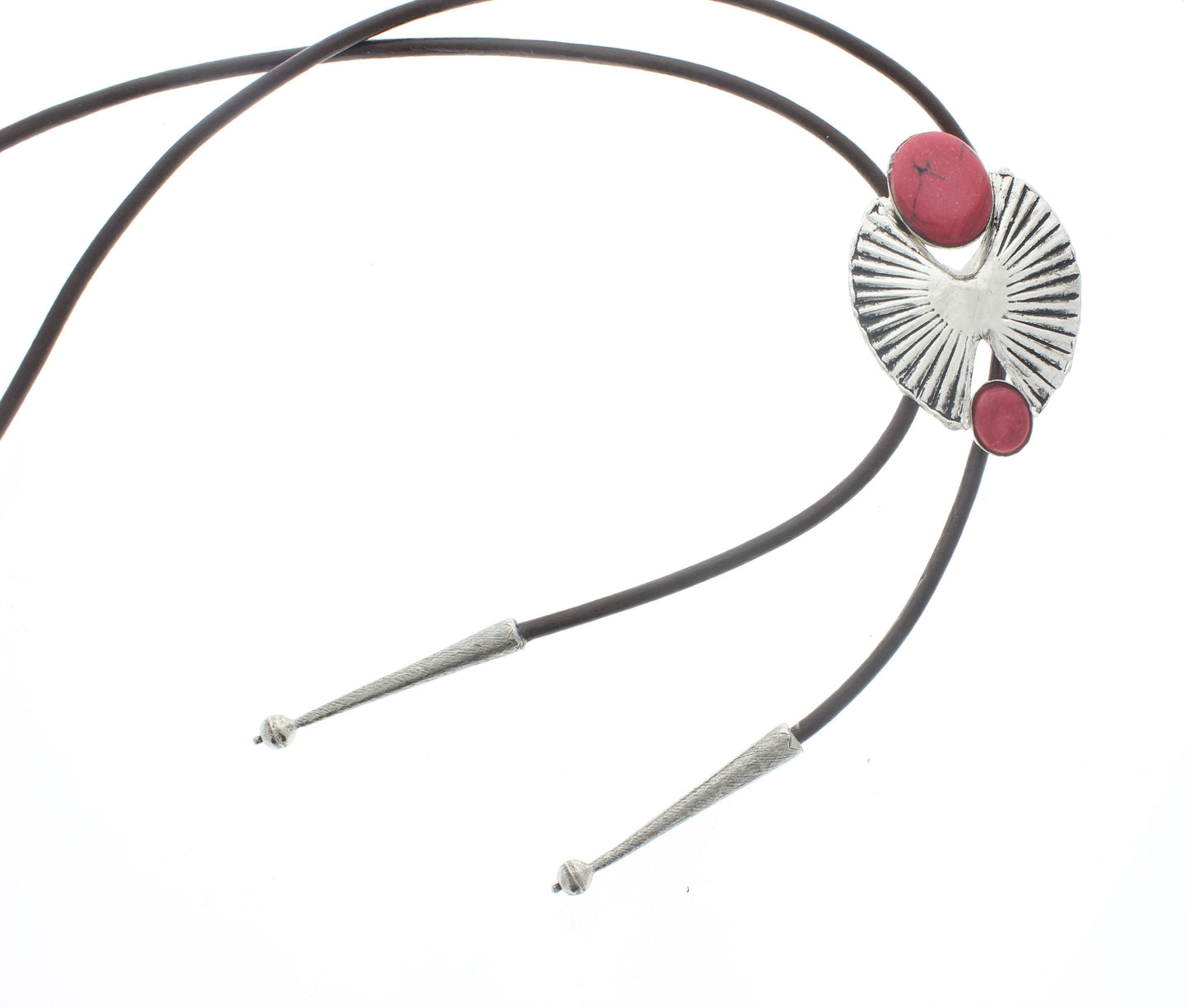 Red Turquoise Southwestern style bolo, Black or Brown Cord
