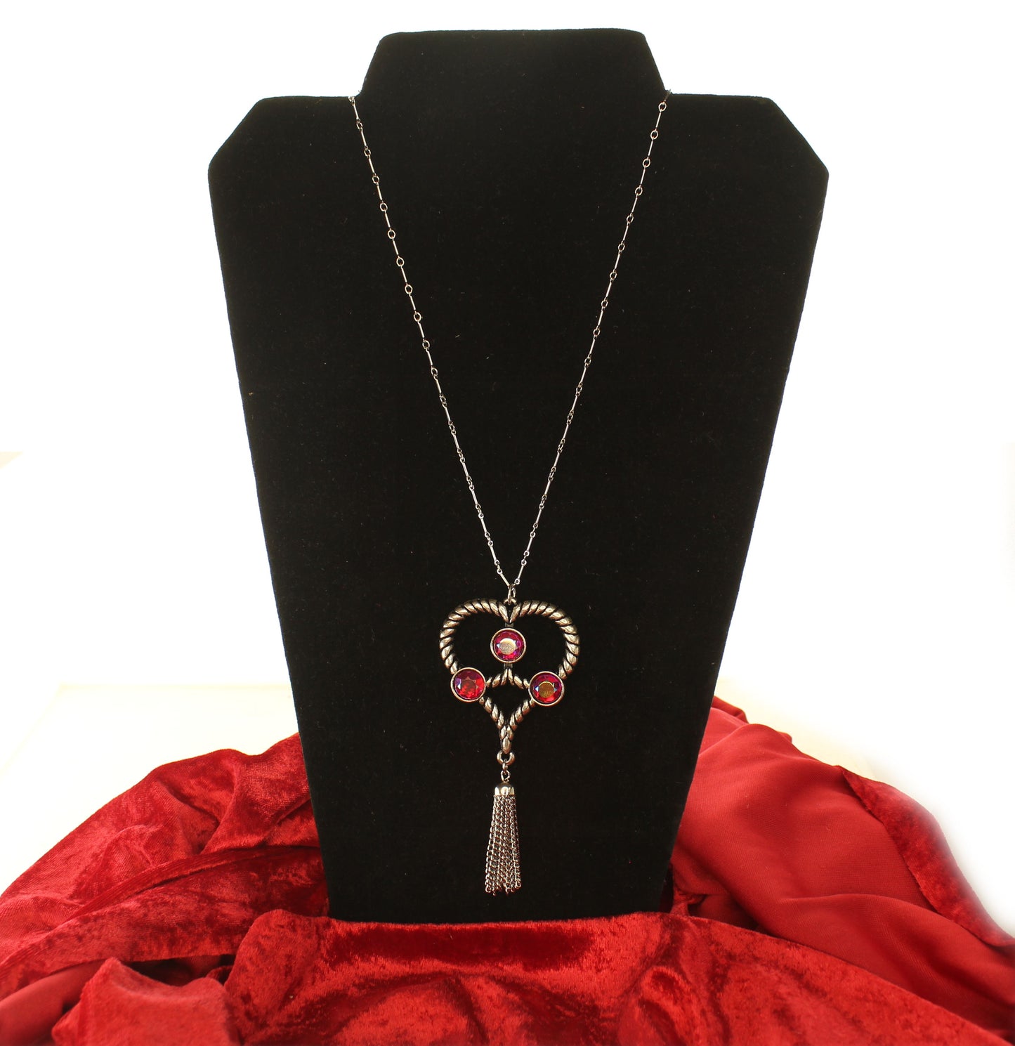 57mm x 47mm Radiant Heart Tassel Necklace, made in USA, each