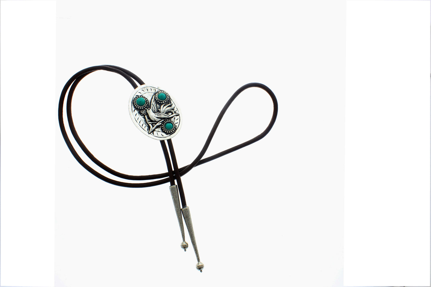 Bird Turquoise Bolo Tie, Black, Brown Cord, each