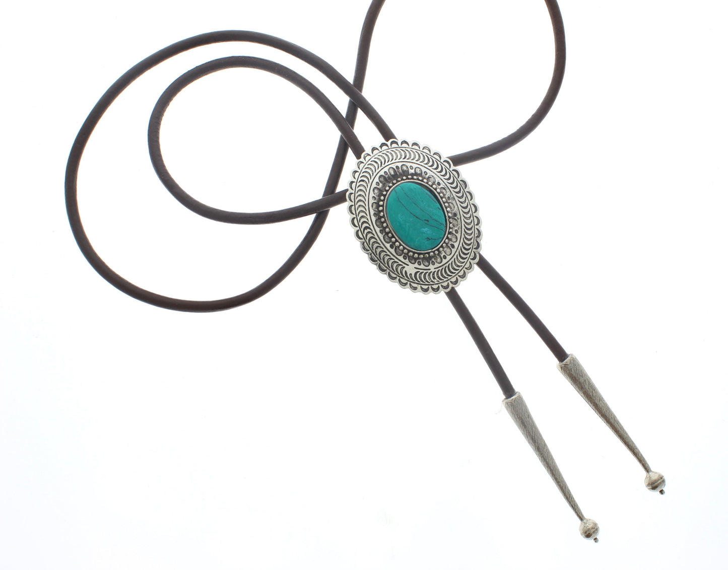 Turquoise Western Bolo Tie, Black, Brown Cord, each