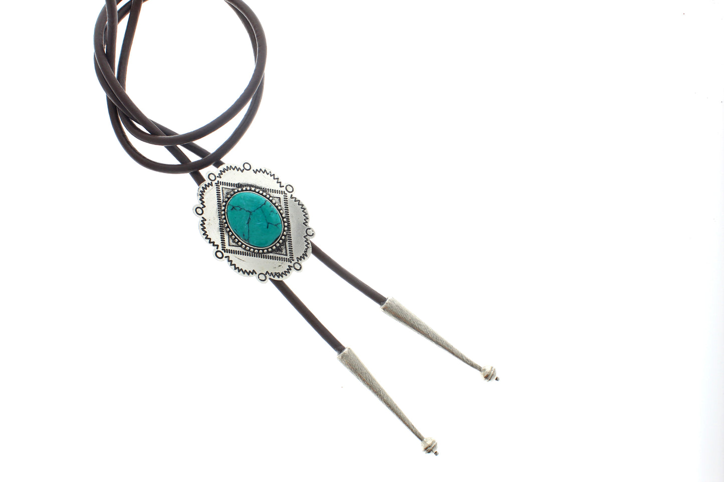 Southwestern Turquoise Bolo Tie, Black or Brown Cord, each