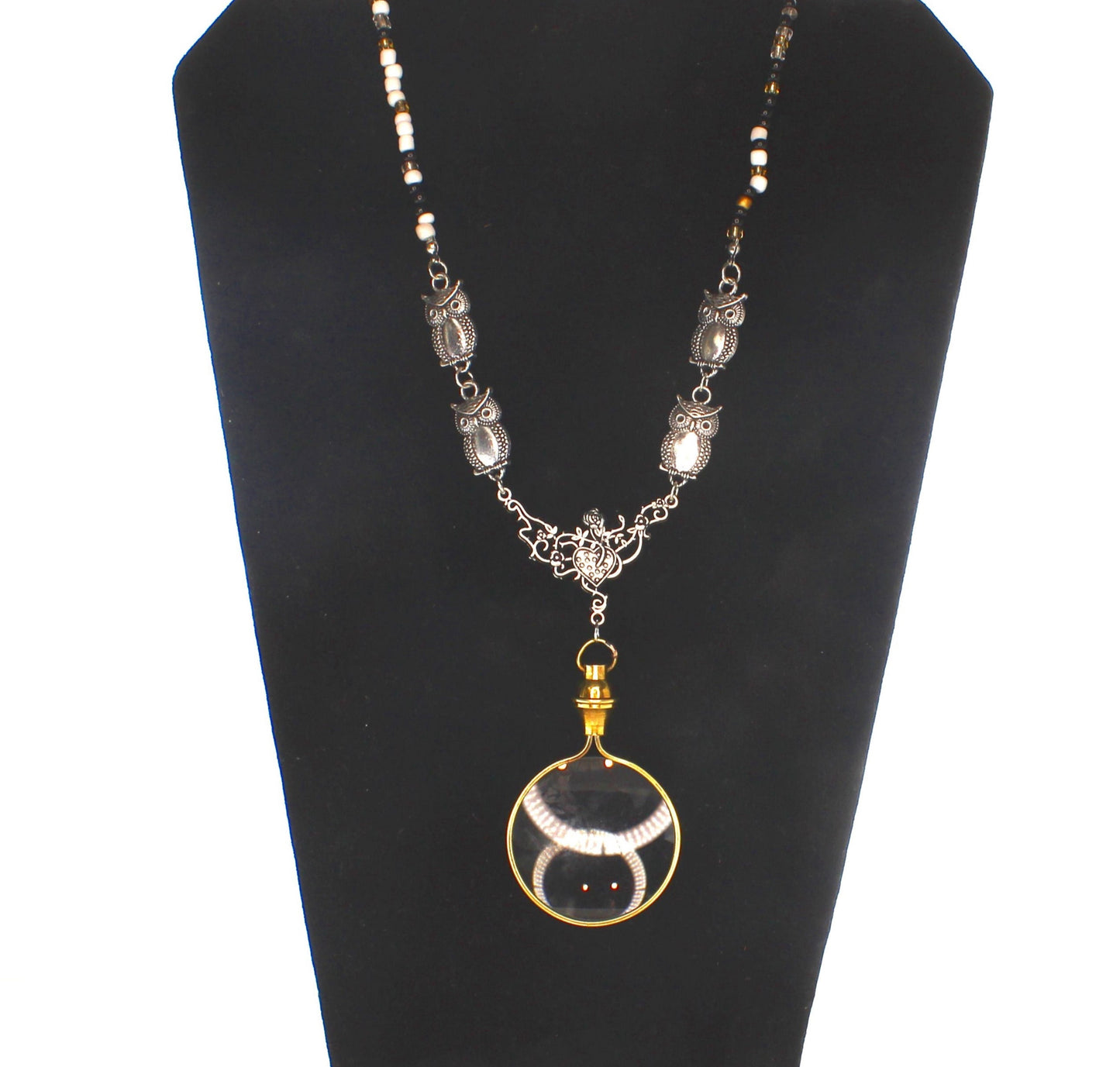 Owl Bead Monocle, 36' chain, made in USA, each