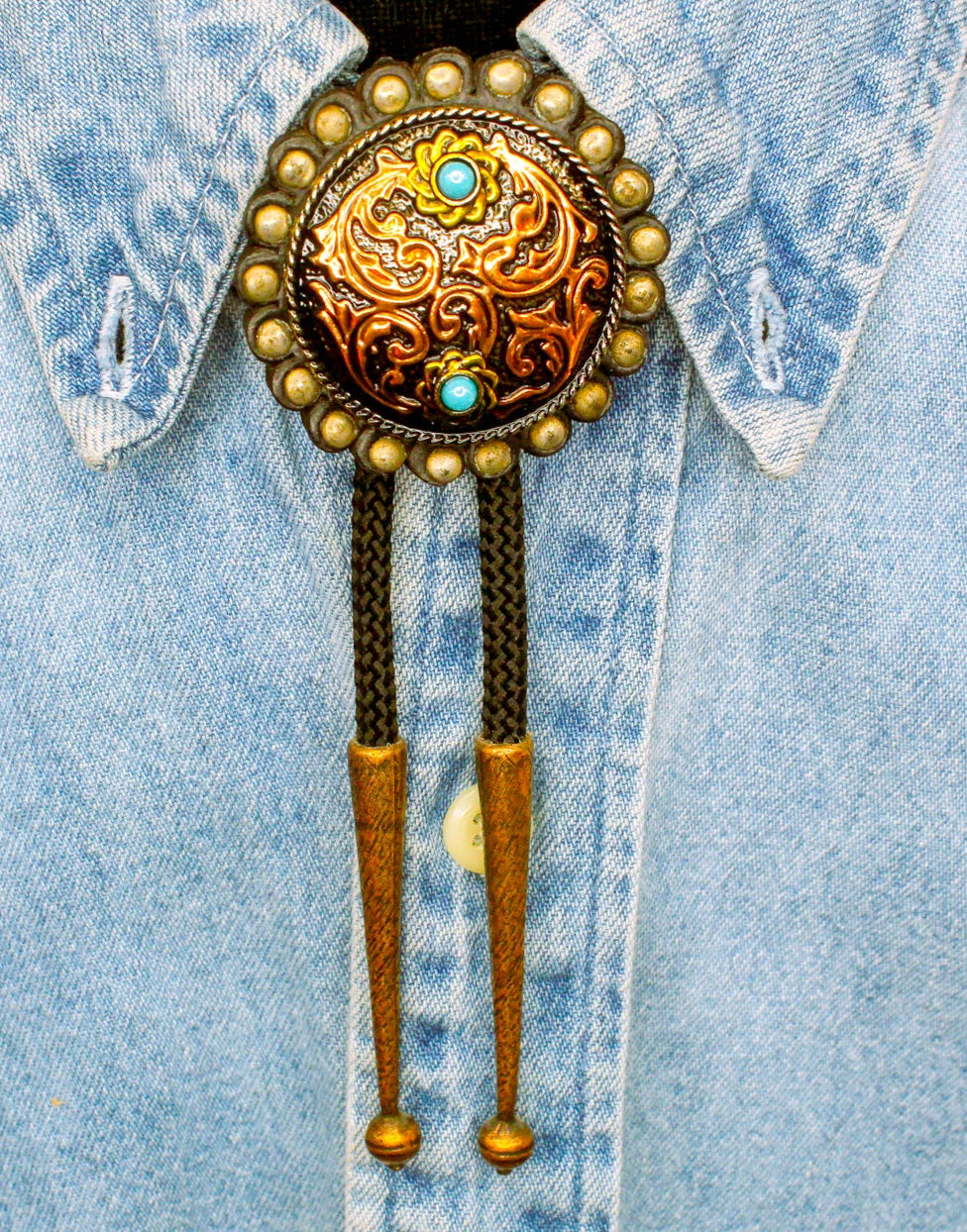 48mm x 48mm Turquoise Trails Western Bolo Tie, made in USA, each