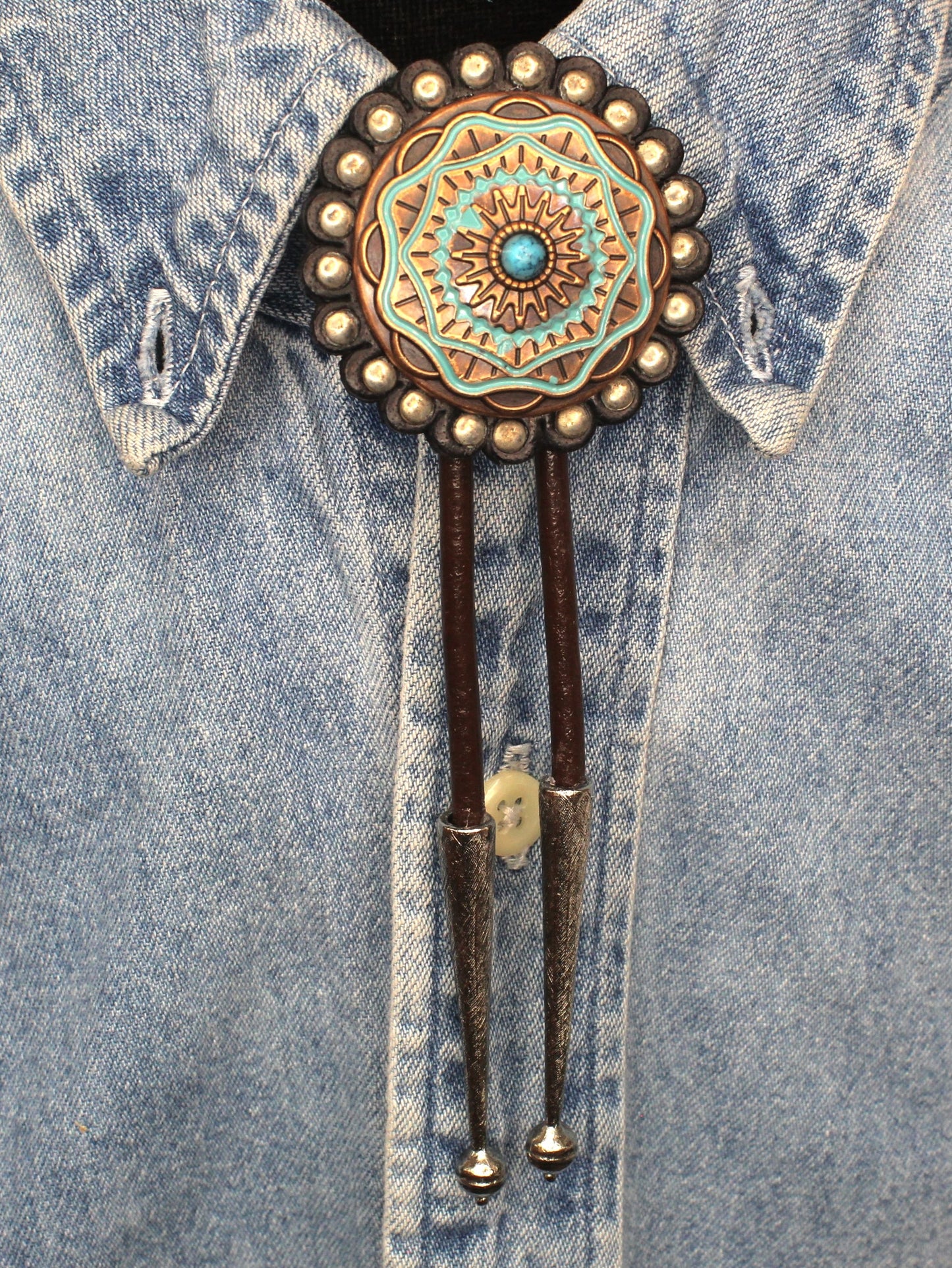 49mm x 49mm Copper Sage Bolo Tie, 36' cord, made in USA, each