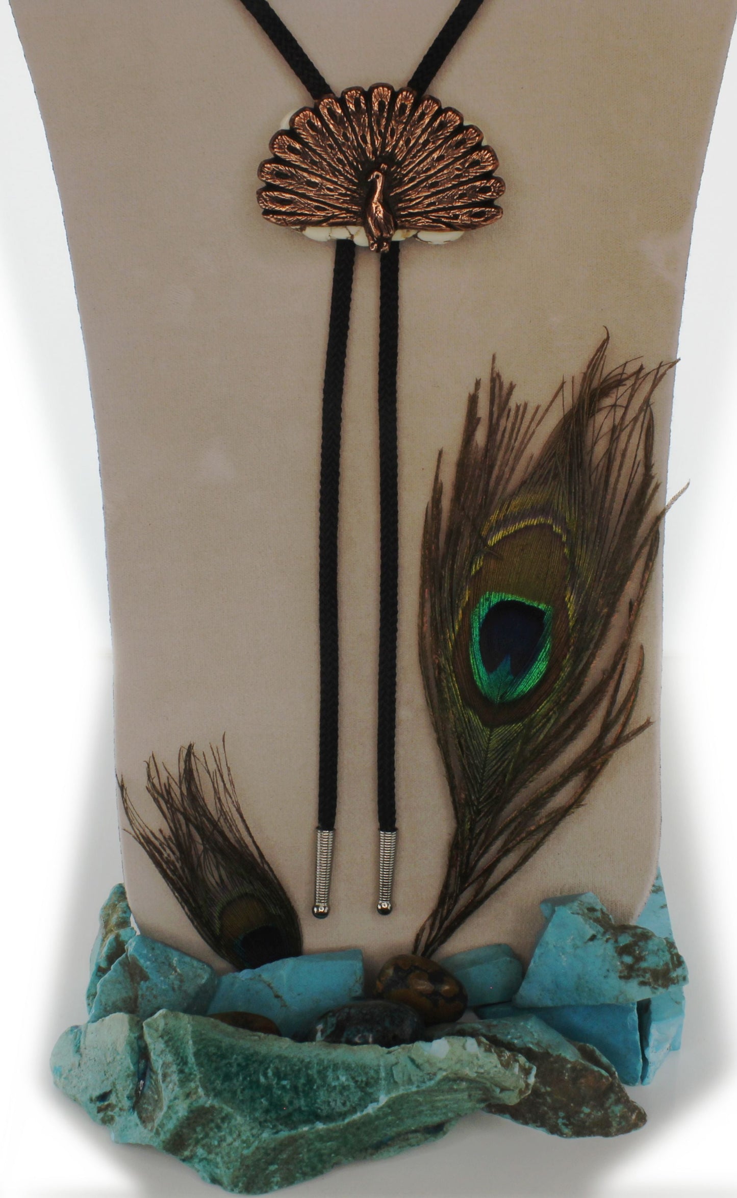 Peaock Bolo tie, copper BOLO TIE, 36: cord, made in USA