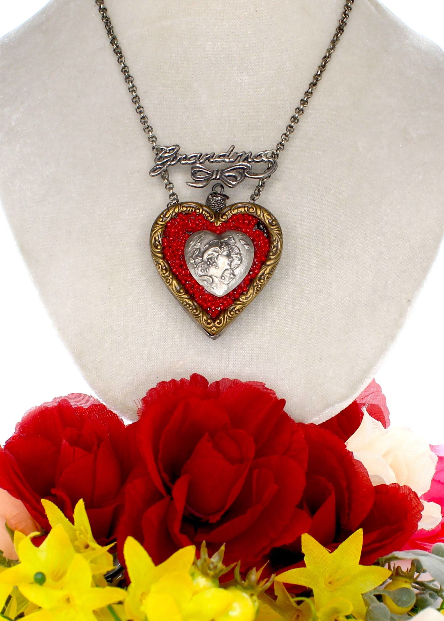 66mm x 54mm Grandma's Guardian Heart Necklace, made in USA, each