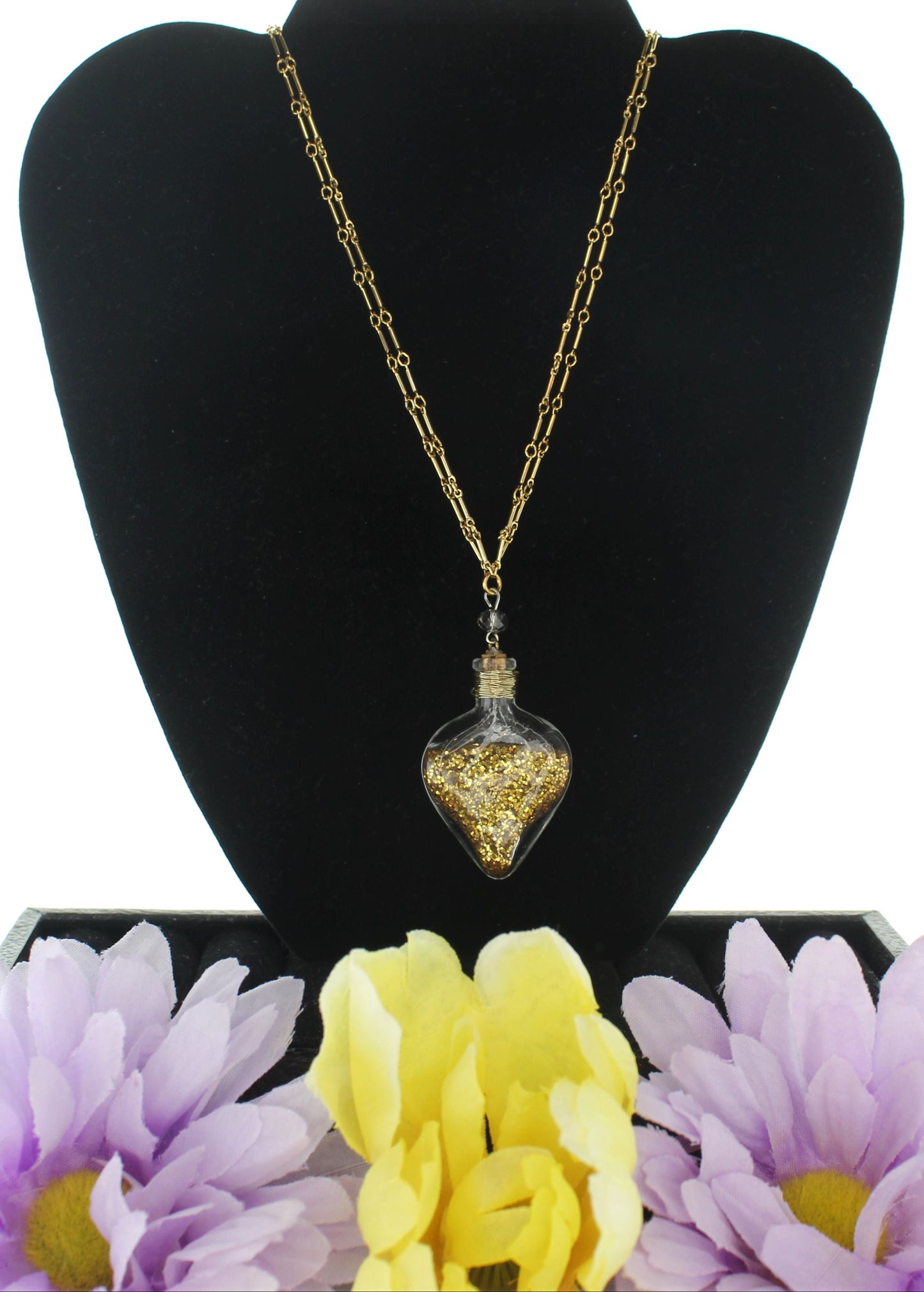 46mm x 31mm Golden Heart Glow Necklace, made in USA, each