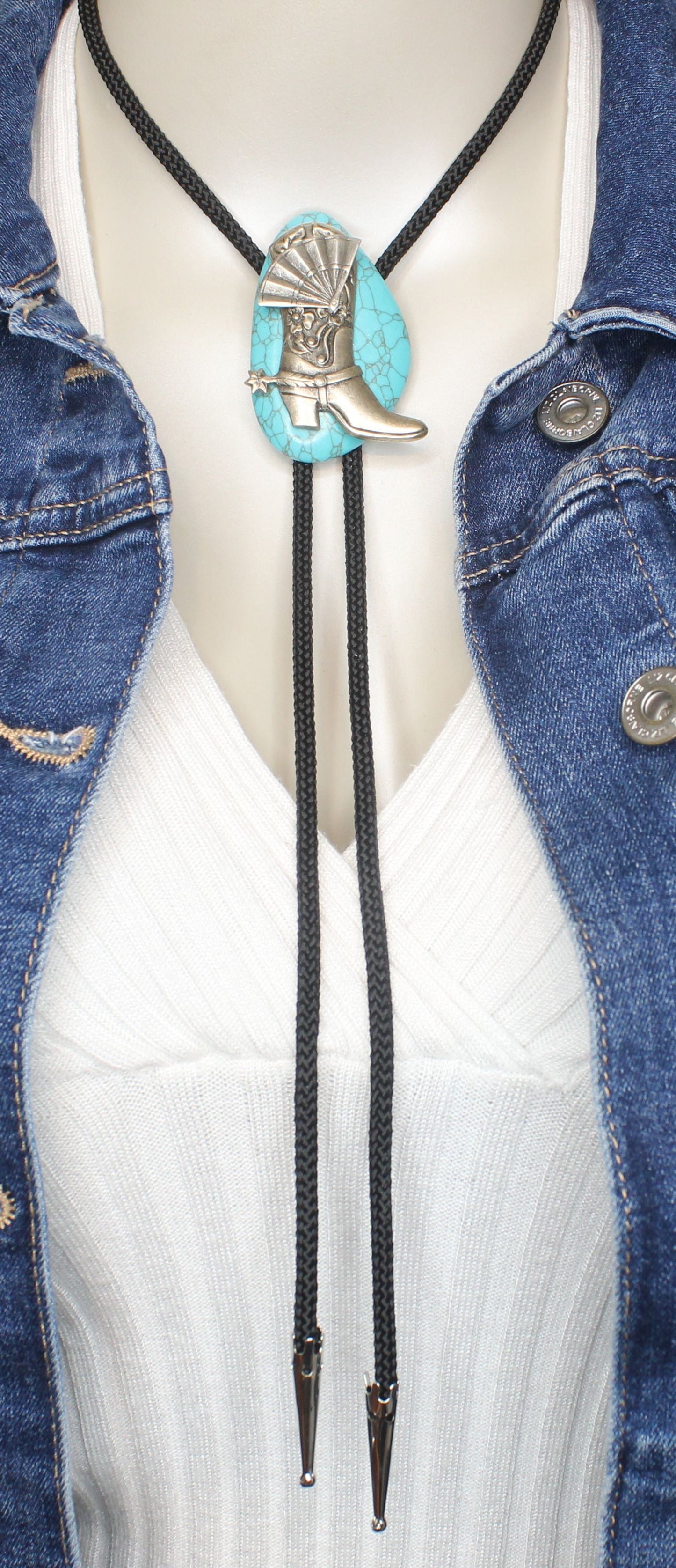 62mm x 37mm Turquoise Trail Bolo Tie, made in USA, each