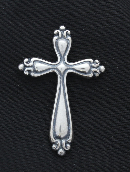 27x45mm Cross Charm, Classic Silver, pack of 6