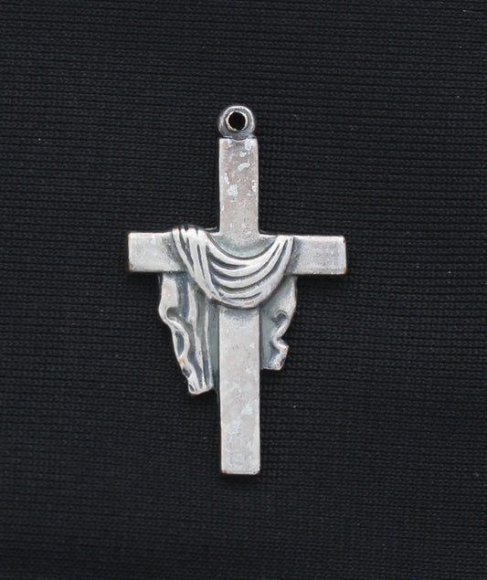 25mm Cross Charm Classic Silver, with ring, PKG/6