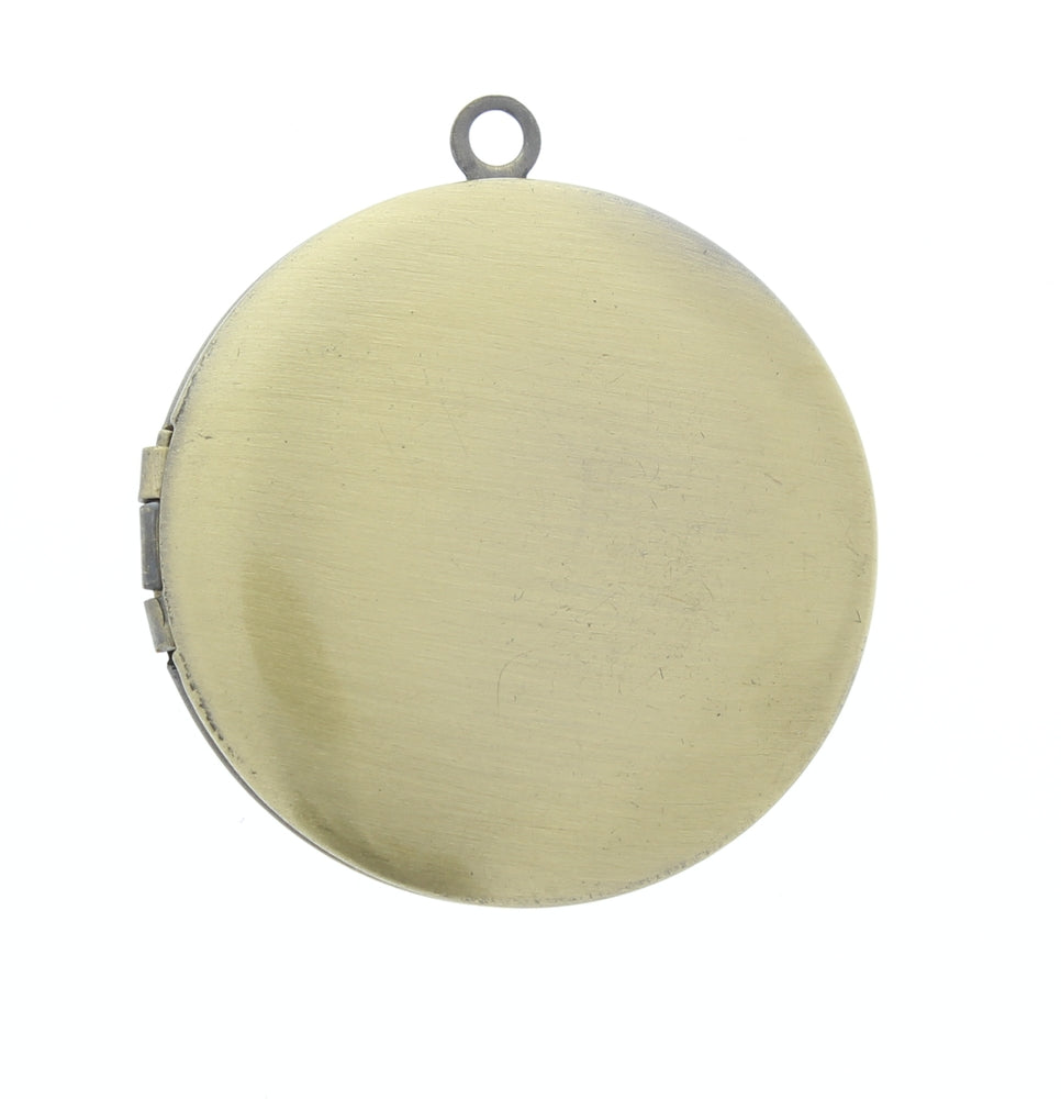32mm Locket Pendants, Flat Round, Classic Silver, Gold Finish, Pack of 2