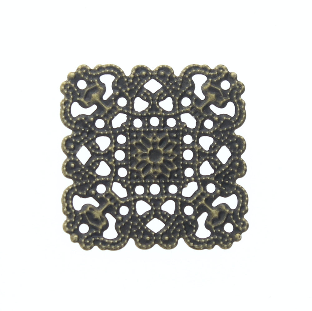 28mm Filigree Crown Rhombus, Antique Gold, 12 pack
