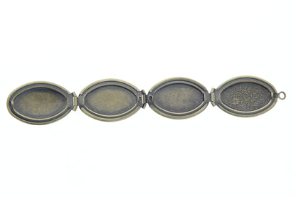 Four-Photo Etched Oval Locket Pendants, Antique Gold, Silver, pkg/3