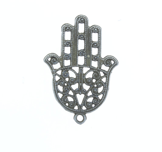 36mm Hamsa hand charm, filigree, antique silver, Made in USA, pack of 3