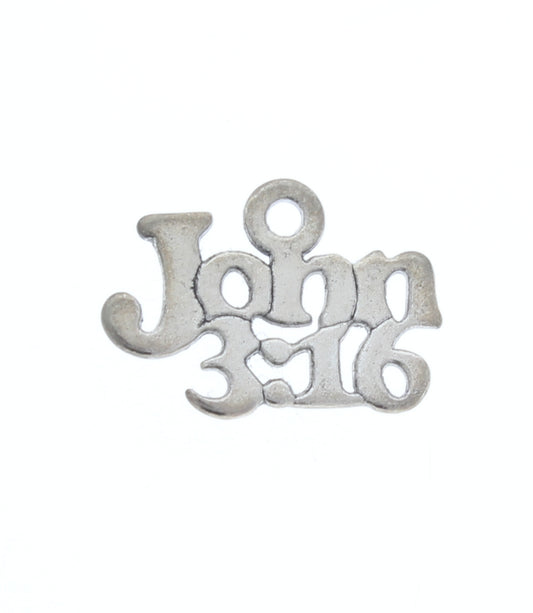 18.5 x 13mm Scripture John 3:16 Antique Silver Charm, Pack of 12