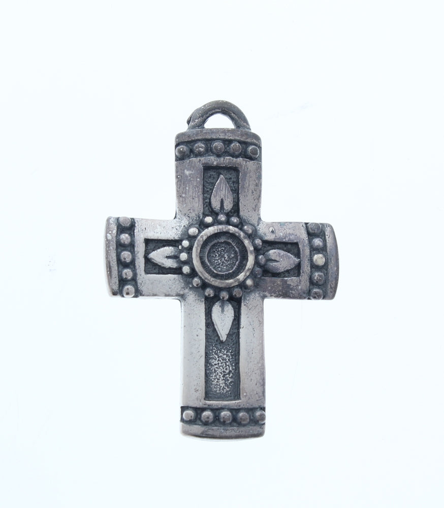 30x43mm Classic Silver Finish Cross Charm with 6mm Setting, pk6