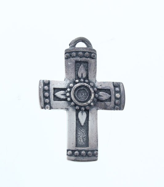 30x43mm Classic Silver Finish Cross Charm with 6mm Setting, pk6