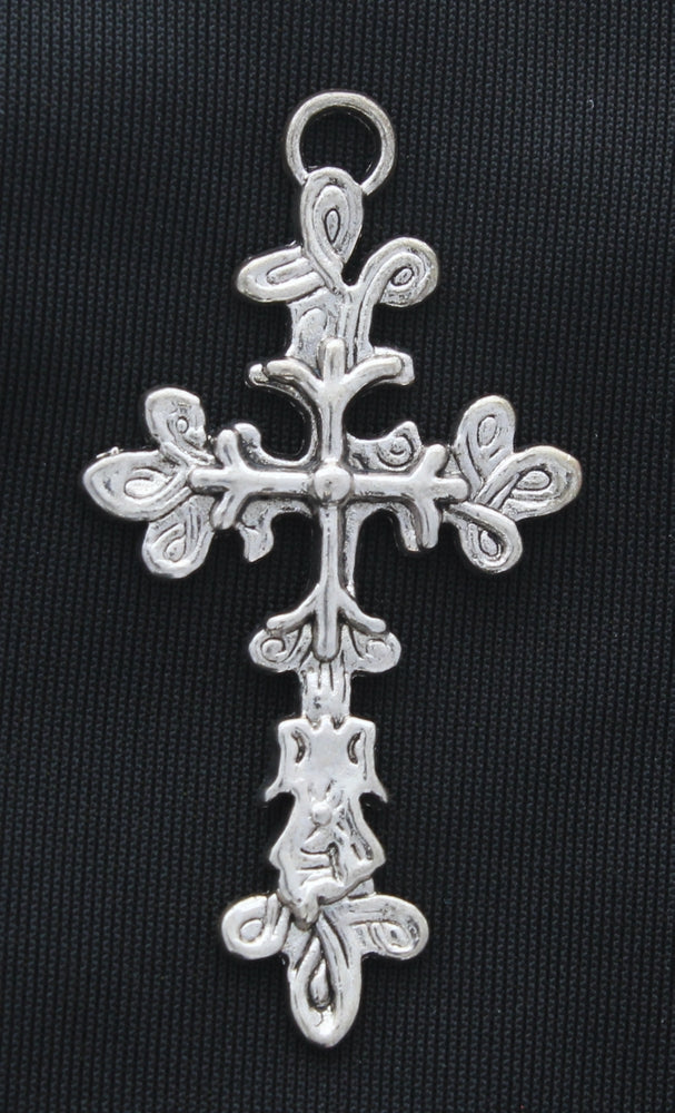 47.5mm New Milagro Vine Cross Charm Pendant, Classic Silver, 12 each