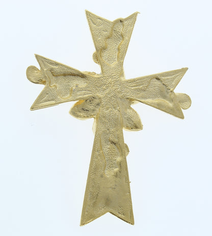 74mm Ornate Cross pendant, 8.5mm bezel, Hamilton gold plate, each