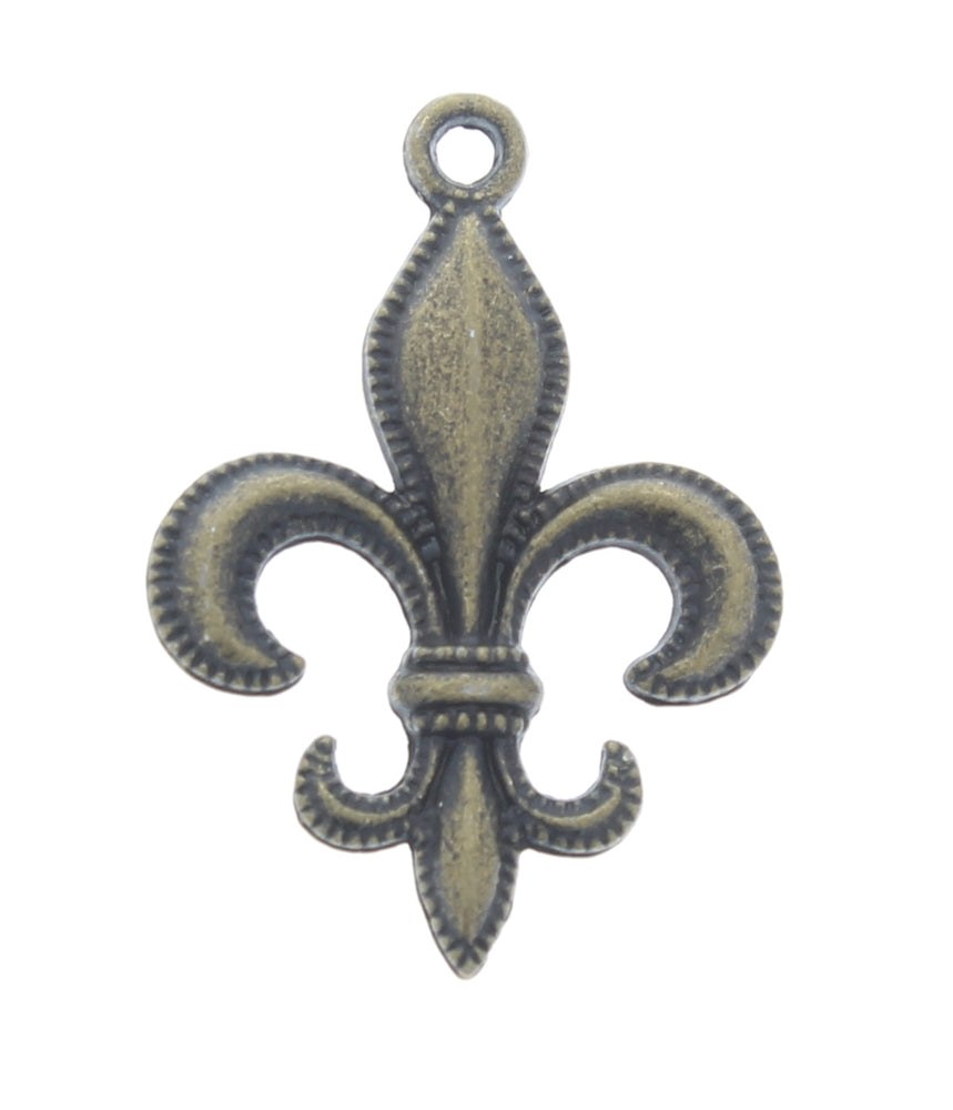 30mm Fleur De Lis Charms, antique silver, antique gold, pack of 12