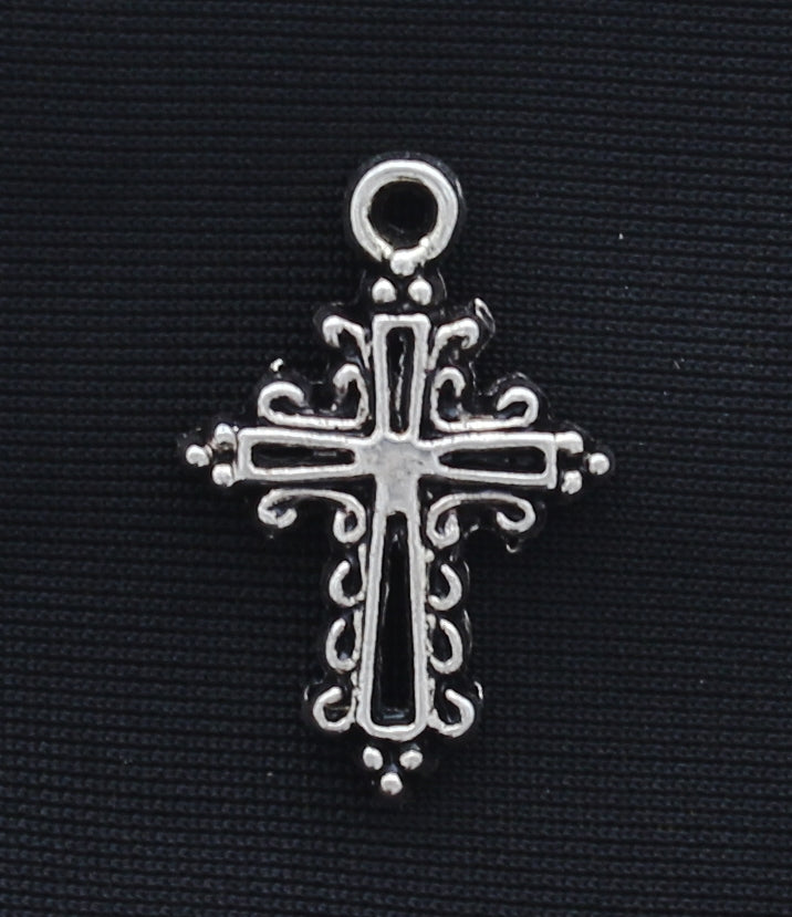 20mm Small Cross charm, classic silver, Pack of 6