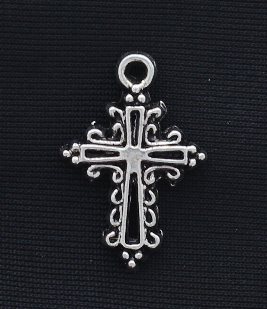 20mm Small Cross charm, classic silver, Pack of 6