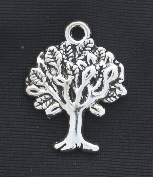 22mm Tree of Life charms, classic silver, 12 each