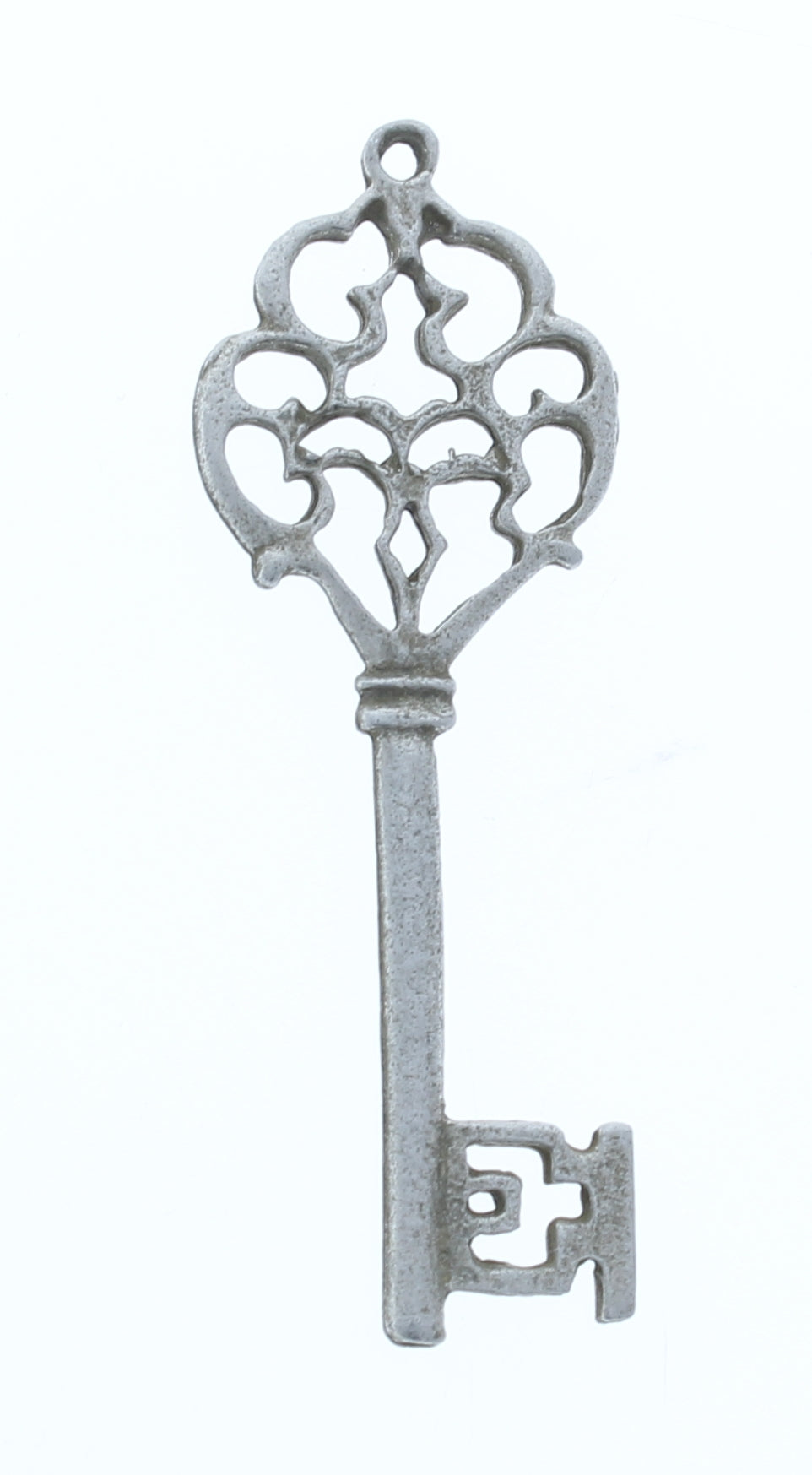 52mm Filigree Skeleton Key Charm, antique silver, pack of 2