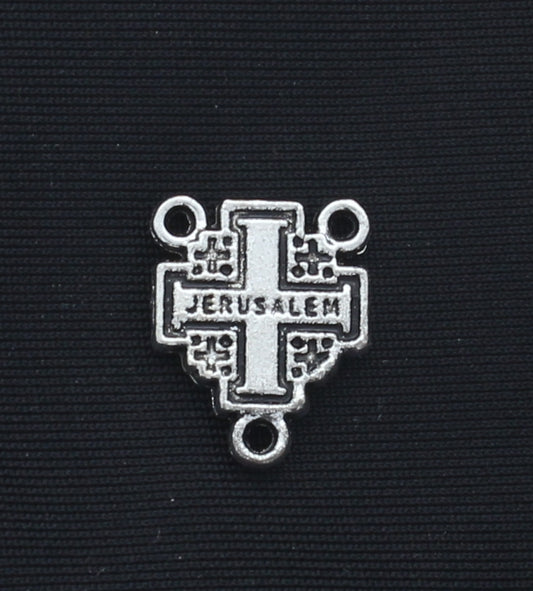 15mm Vintage Silver Jerusalem Cross Rosary Connector Charm, pkg/12, 04893AS