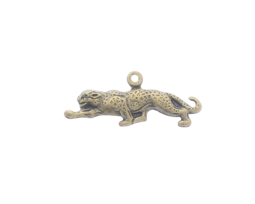23mm Classic Silver, Antique Gold Finish, Left Facing Leopard Charm, pack of 6