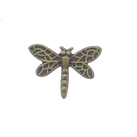 14mm x 12mm Dragonfly Charm, Antique Gold, Made in USA, pack of 6