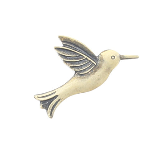 18mm Hummingbird charm, antique gold, no ring, Made in USA, pack of 6