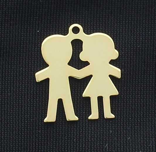 17mm x 15mm Silhouette Couple or FRIENDS charm, Bright Gold, pack of 6