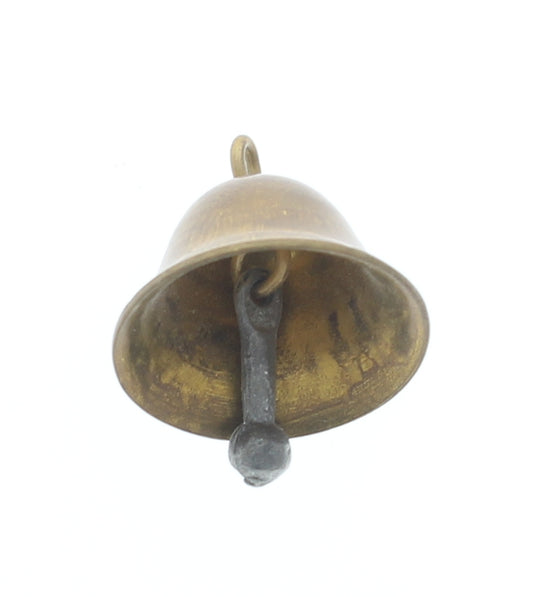 15mm Brass, Antique Silver Round Christmas Bell Charm, sold by 6 each