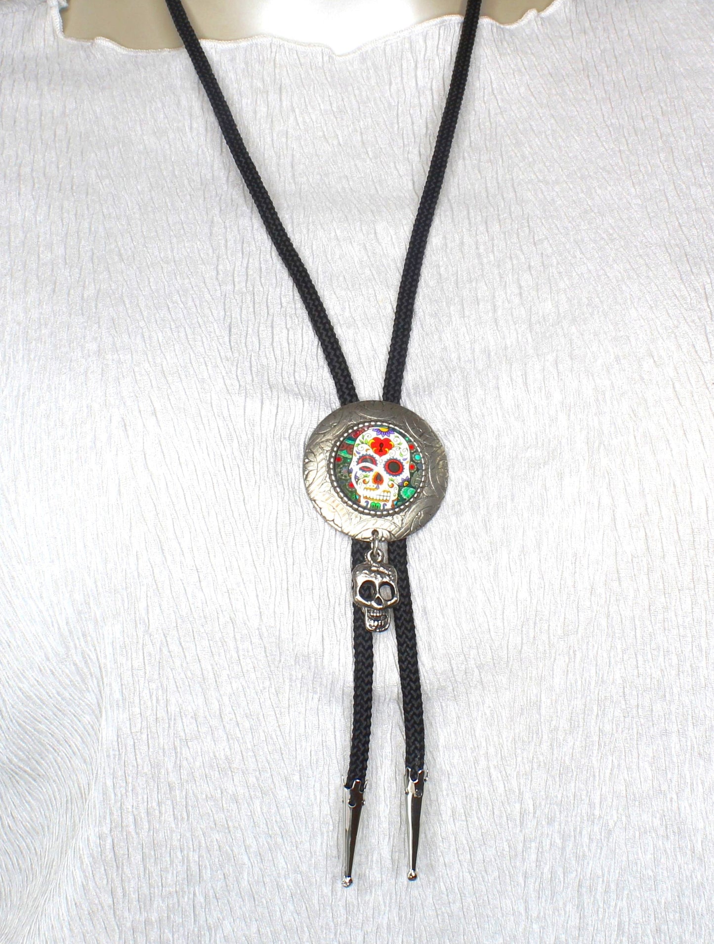 42mm Sugar Skull Rodeo Bolo Tie, made in USA, each