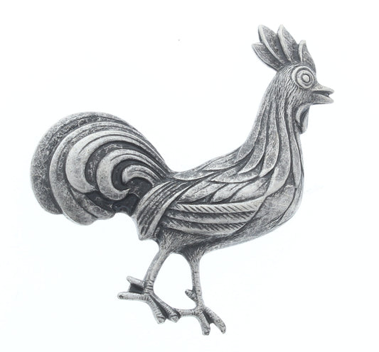 48x40mm Antique Silver Finish Rooster Metal Stamping, pk/6