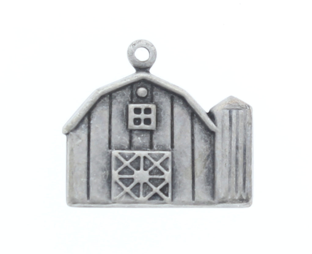 Barn Charm 20mm Classic Silver, Antique Silver Barn Charm, 6 pack