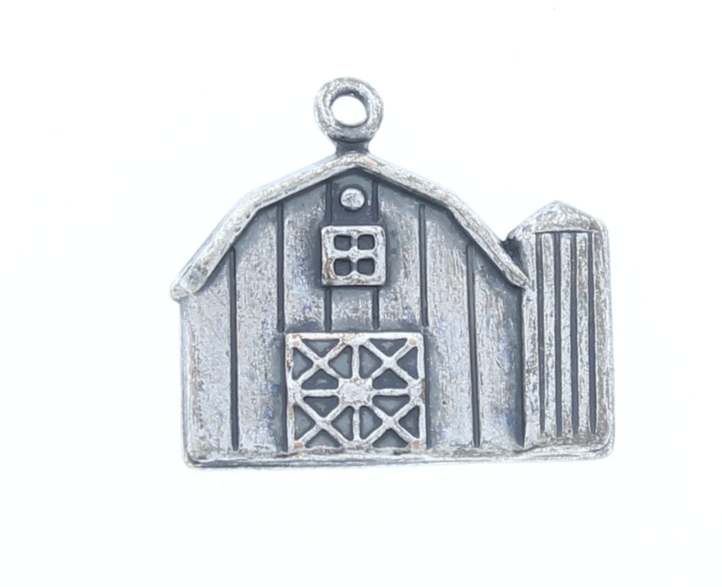 Barn Charm 20mm Classic Silver, Antique Silver Barn Charm, 6 pack