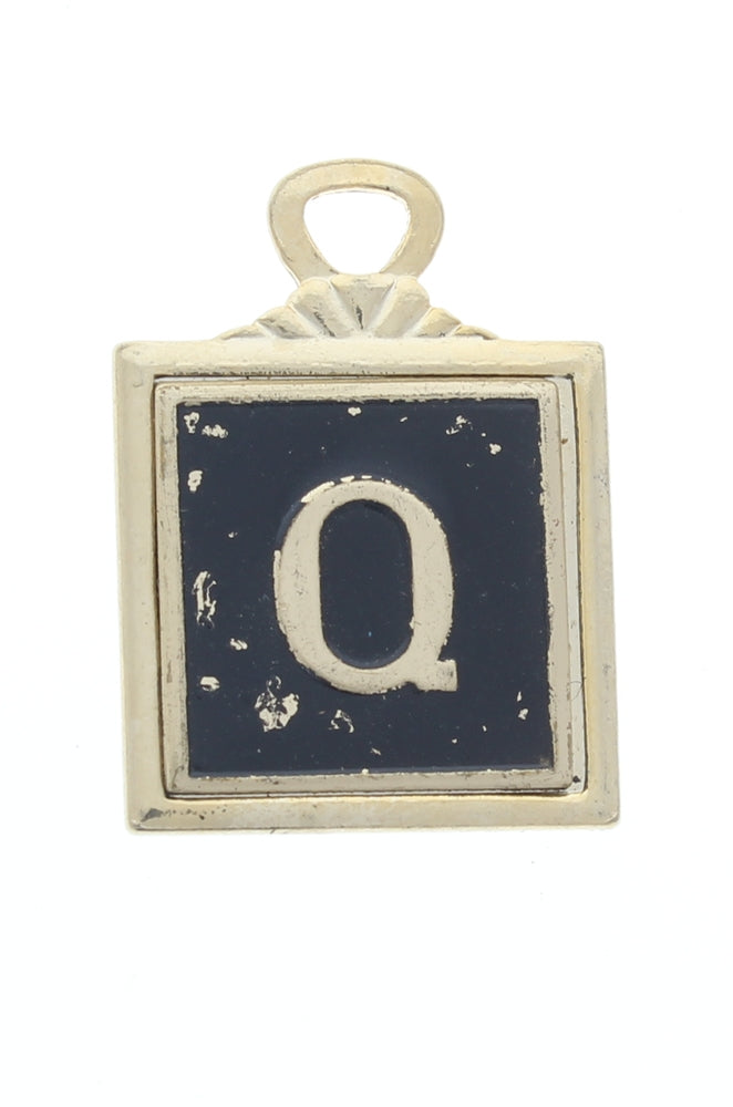 23mm Vintage Monogram Initial Alphabet Gold, Silver Pendant, pk/1 each