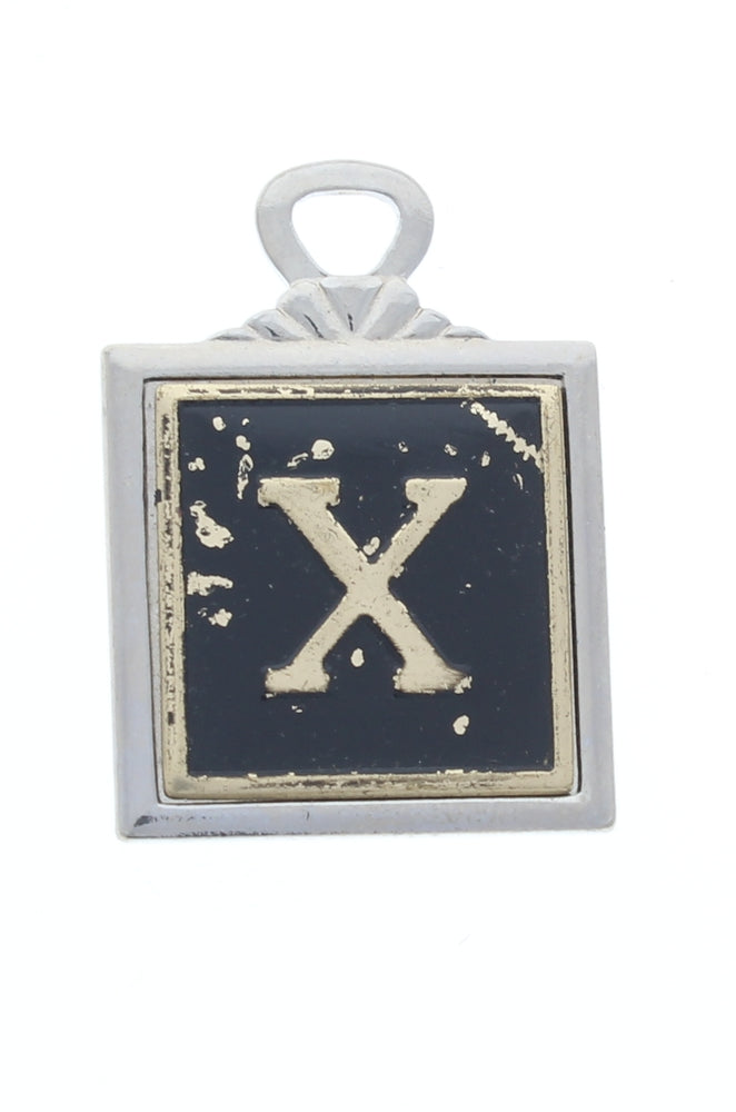 23mm Vintage Monogram Initial Alphabet Gold, Silver Pendant, pk/1 each