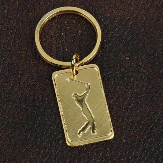 31mm x 18mm Golf Keychain, gold plated, sold by Initial, 1 each