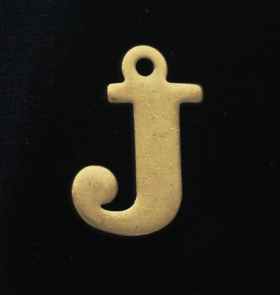 24mm Stamped J, M initial Charm with Ring, antique gold, Made in USA, Pack of 6