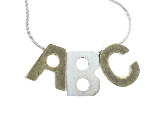 16mm 3-D Alphabet Initial Charms, Antique Gold, Classic Silver, pack of 6