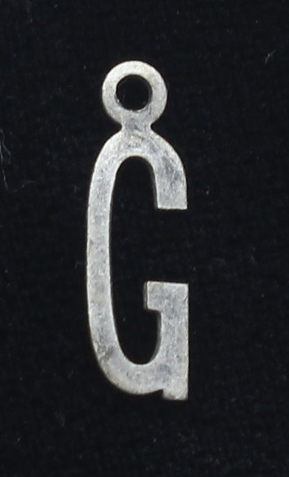 15x6mm G Letter Charm, Antique Gold, Antique Silver Metal Stamping, pk/6