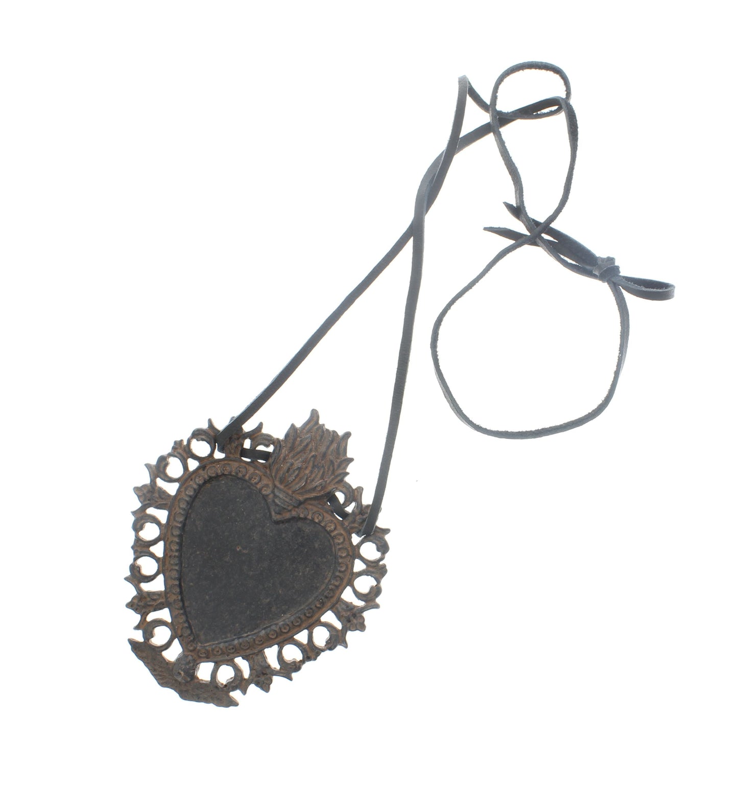 Heart Ablaze Pendant Necklace, Teal or Black, made in USA, each