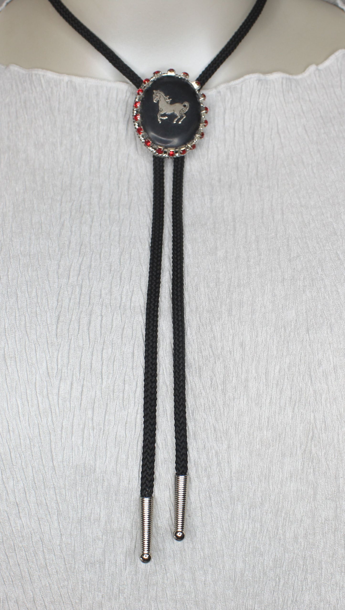 45mm x 35mm Prancing Spirit Rhinestone Bolo Tie, made in USA, each