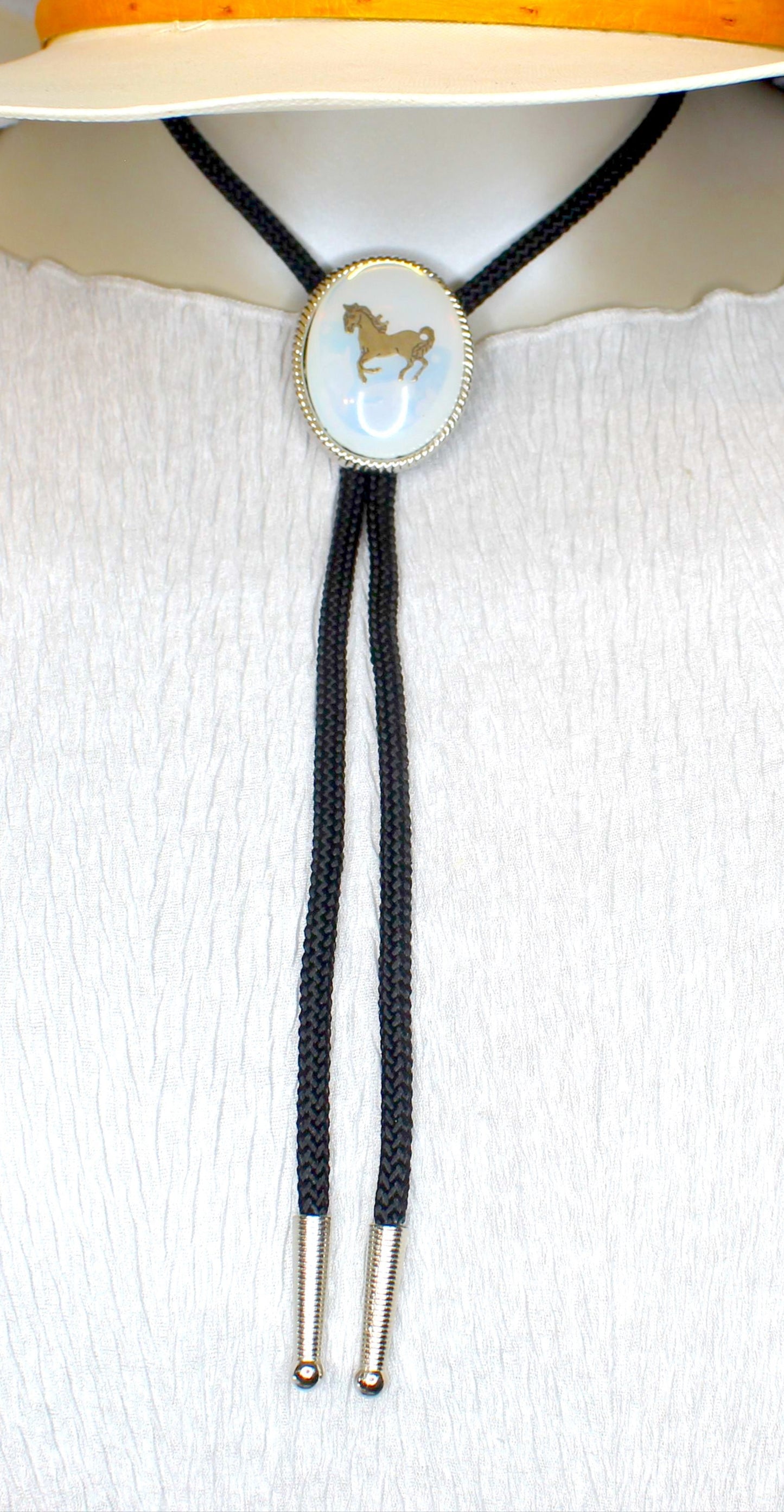 45mm x 35mm Silver Steed Bolo Tie, made in USA, each
