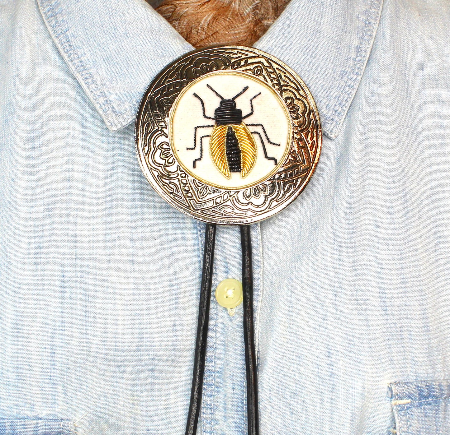 75mm Golden Dune Beetle Bolo Tie, made in USA, each